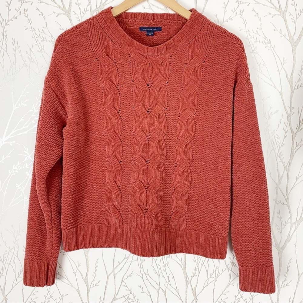 AMERICAN EAGLE Chunky Chenille Cable Knit Sweater Cozy Size Small Boxy - Picture 12 of 12